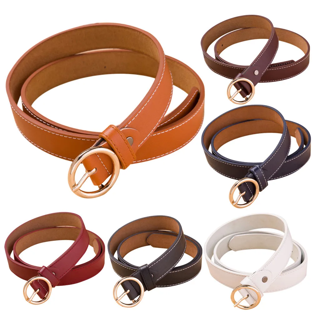 Cinturones para mujer женский ремень модный однотонный цвет модные женские винтажные аксессуары Повседневный тонкий кожаный ремень для отдыха