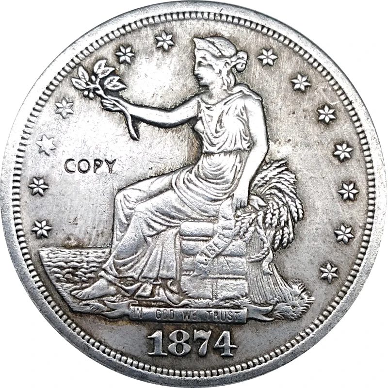 1874 монеты США Трейд доллар монета коллекционные игрушки копия
