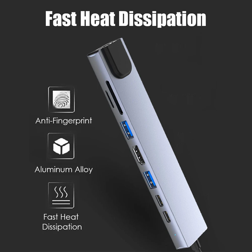 usb 3 0 type c адаптер 8 в 1 4k usb c хаб с концент