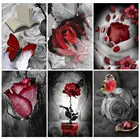 Алмазная вышивка с бабочками, черно-красная 5D алмазная живопись, роза, цветок, полноразмерная мозаика, Набор для вышивки крестиком, домашний декор, подарок