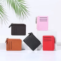 fashion mini id card holders business credit zipper card holder pu leather slim bank card case organizer wallet