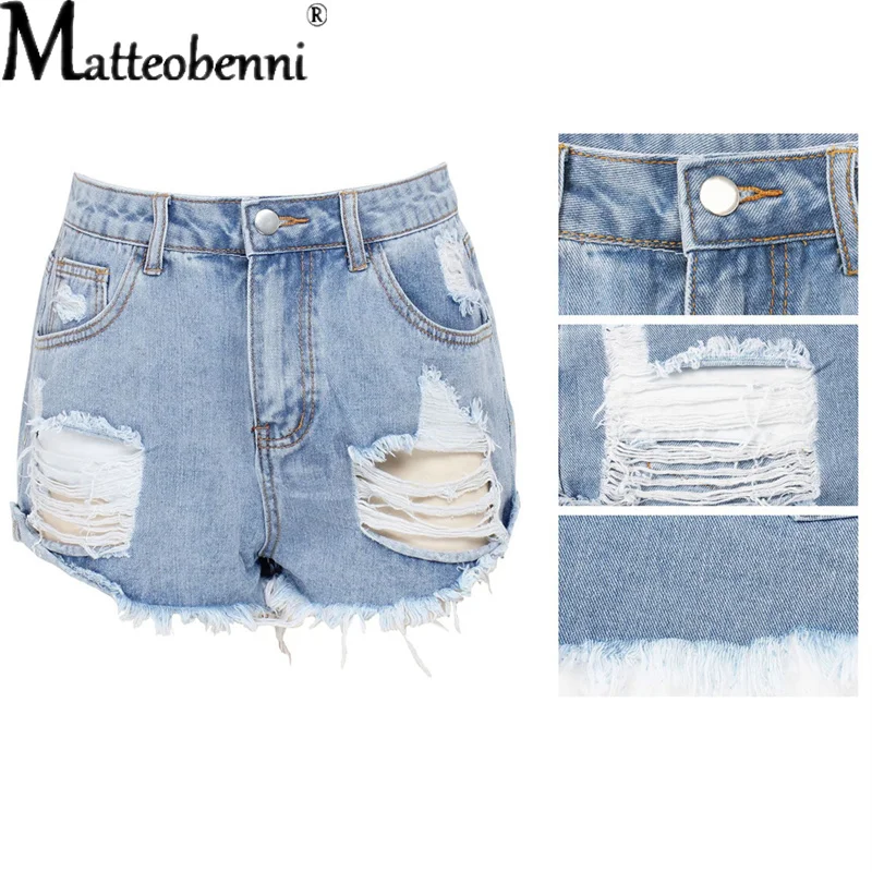 Женские узкие джинсовые шорты с дырками пикантные рваные винтажные высокой