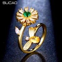 aesthetic luxury party rings women gorgeous design green cubic zirconia exquisite anniversary gift mom trendy jewelry vintage