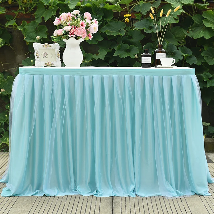 

Luxury multi color ice silk table skirt white table cloth wedding table skirting for event party banquet hotel catwalk decor