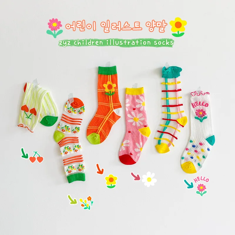 3 пары детских хлопковых утепленных колготок на Детские носки цветок в Корейском