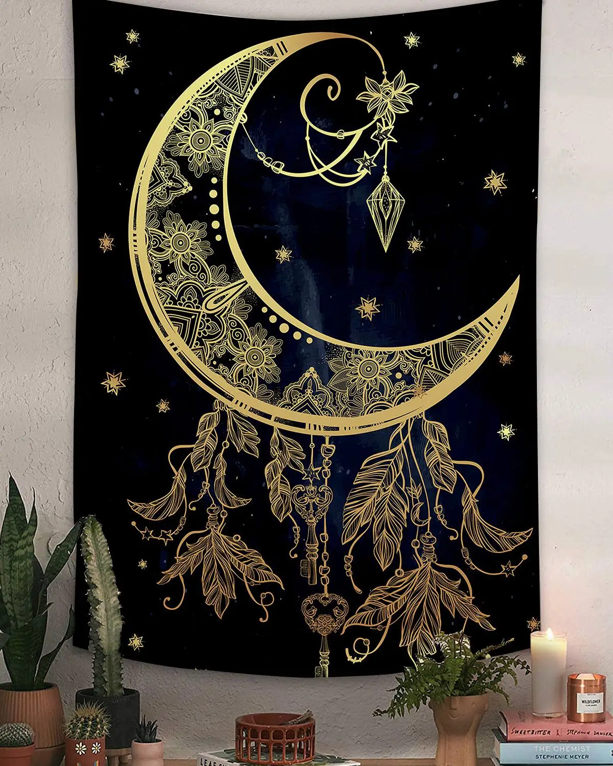 

Mandala Tapestry Moth Head Celestial Moon Tapestry Taiji Yinyang Tapestry for Bedroom Wall Hanging Decor GT2TSILS408