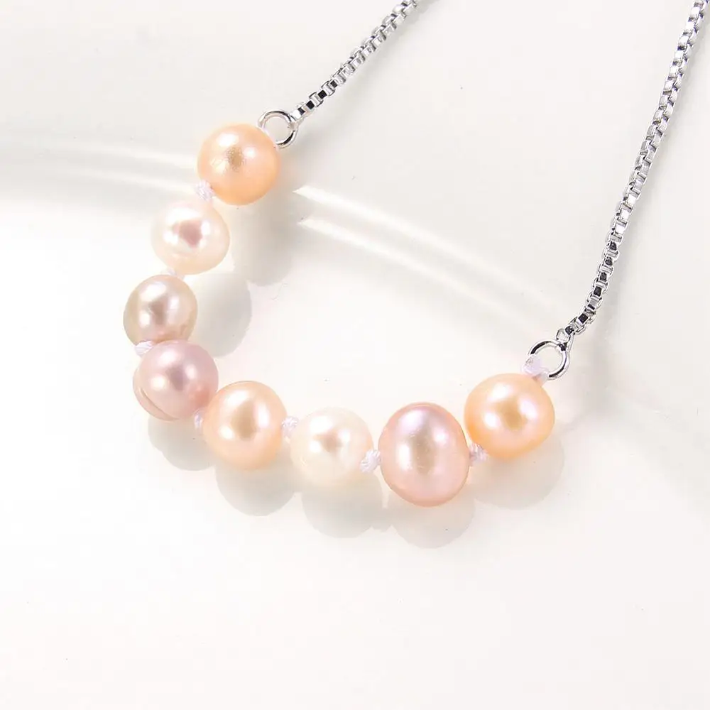 Браслеты женские из натурального пресноводного жемчуга 5-6 мм черный/белый жемчуг