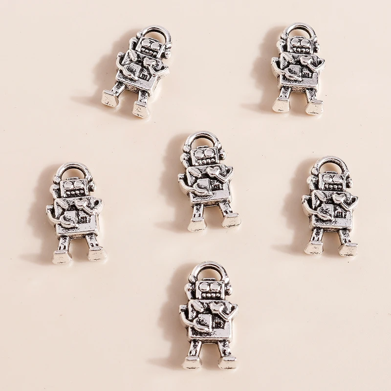 

15pcs 9*17mm Antieque Silver Color Mechanic Robot Charms for Necklaces Pendants Earrings Making Accessories Diy Machine Craft