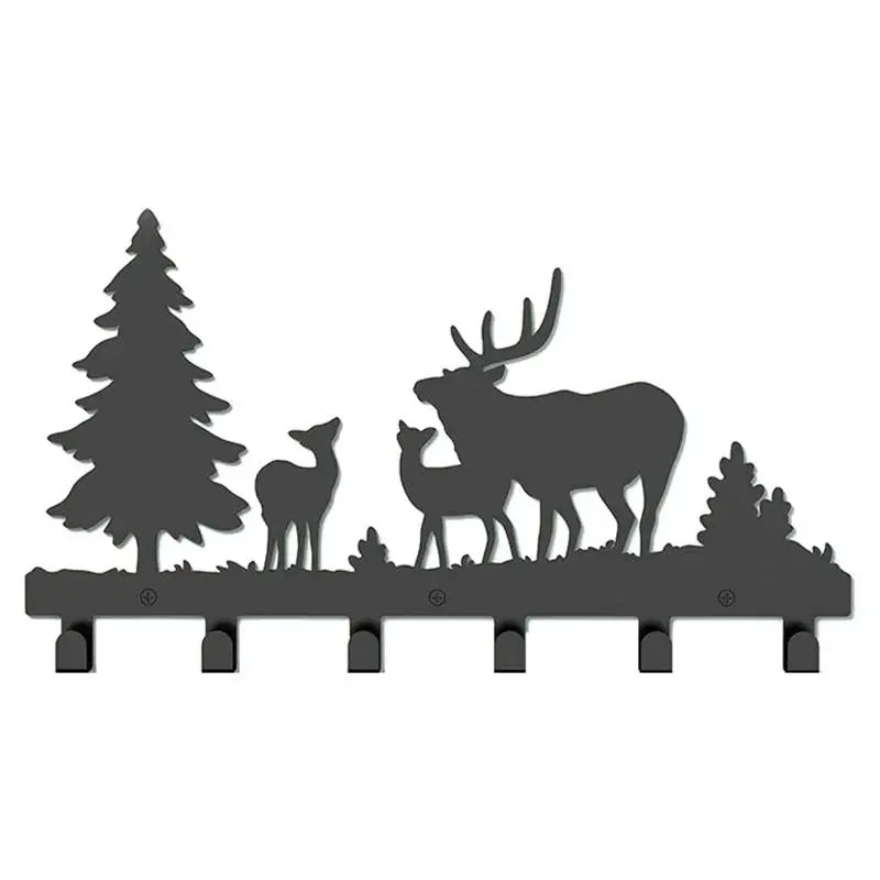 

1 Pc Stainless After the Door Coat Hooks Deer and Trees Art Wall Decor Hanger Key Cothing Holder Indoor Decoration