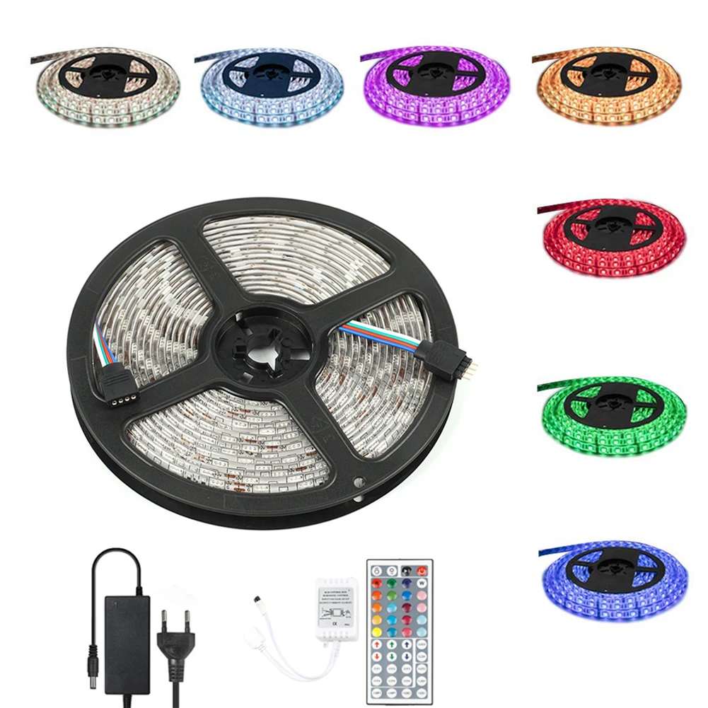 

LED Strip Lights 5m RGB Waterproof Flexible Strip Light, 44Key Remote Controller and EU 5A 12V Power Supply