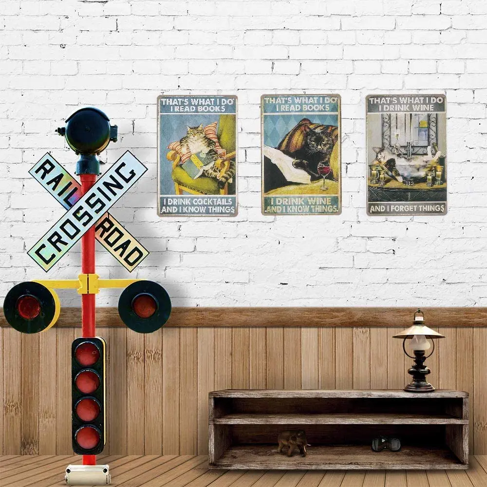 

N\C Cat Bathroom Street Garage Tin Sign Cat Funny Toilet Retro Metal Sign Farm People Cave Farm Wall Decoration Iron Painting
