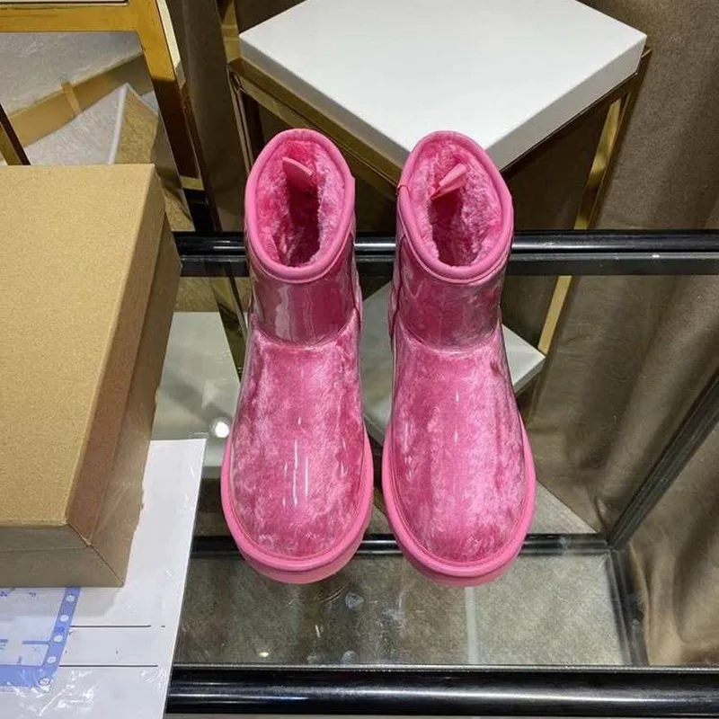 2021 осень и зима меховые сапоги все в одном женские прозрачные желеобразные