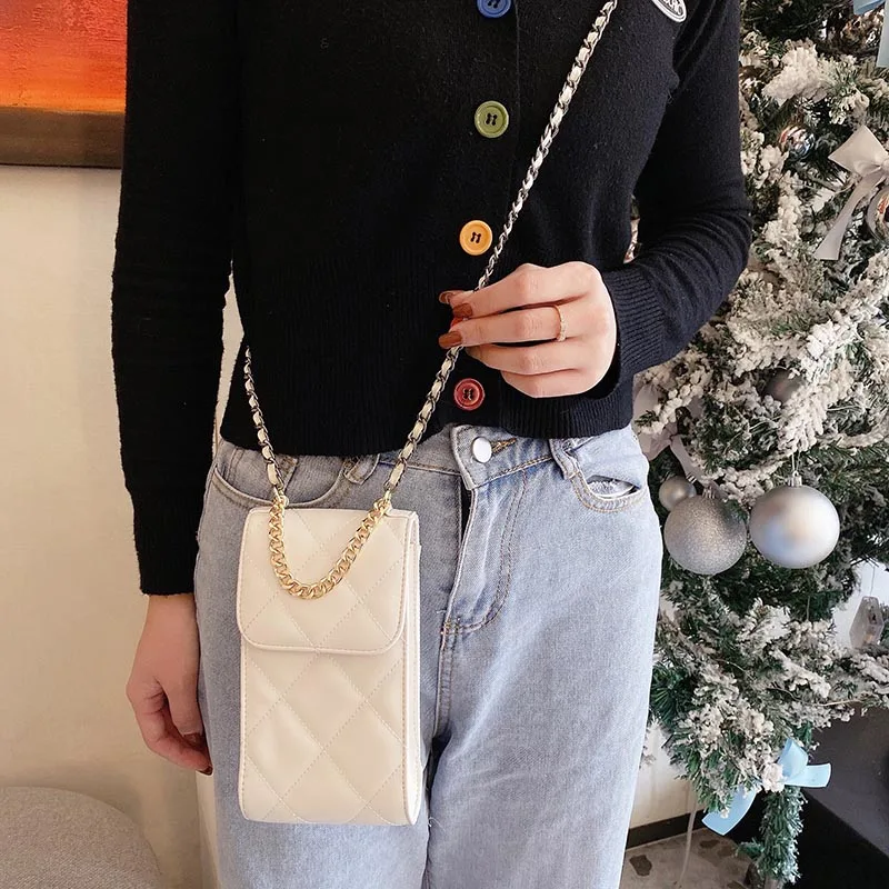 

Luxury Handbag Lambskin PU Leather Phone Bag For Iphone Samsung Card Wallet Purse Women Crossbody Cellphone Pouch For 7"Phone