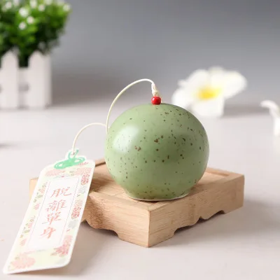 spots green 2 Японский стиль расписанный вручную керамический колокольчик подвесное украшение Креативные украшения для дома колокольчик ветра - Цвет: spots green 2