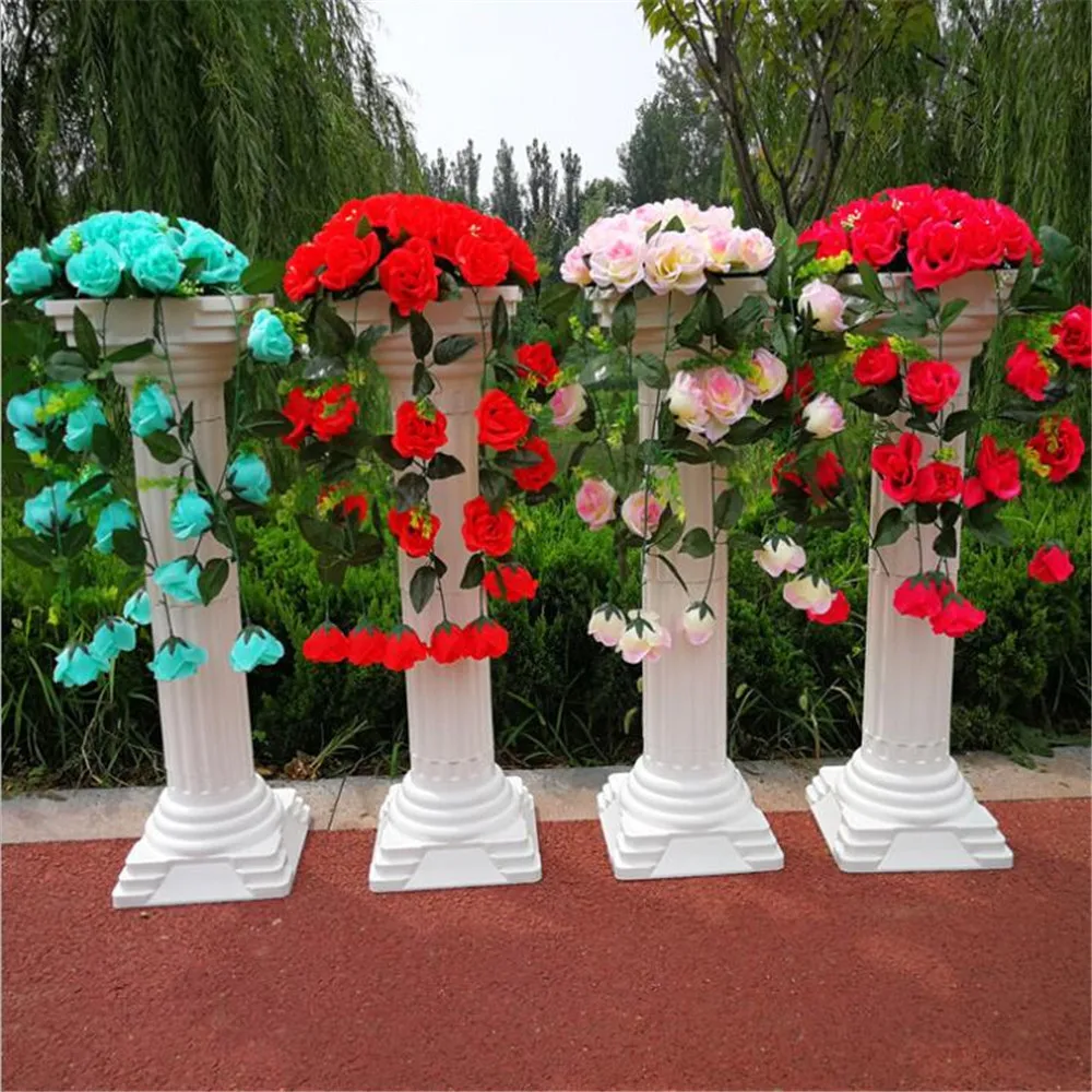 

2pcs/lot Party Decorative Roman Columns White Color Plastic Pillars Road Cited Wedding Props