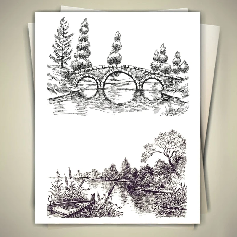 

Bridge / Lakeside DIY Silicone Clear Stamp Cling Seal Scrapbook Embossing Album
