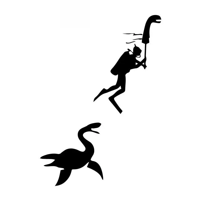 

Car Sticker Loch Ness Monster Diver Decorative Pattern Car Sticker PVC Decals Body Parts Waterproof Black/white,17cm*12cm