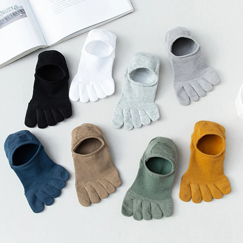 1pair Summer Men Five Finger Socks Cotton Fashion Toe Socks Invisible Nonslip Ankle Breathable Anti-skid Boat Socks Women