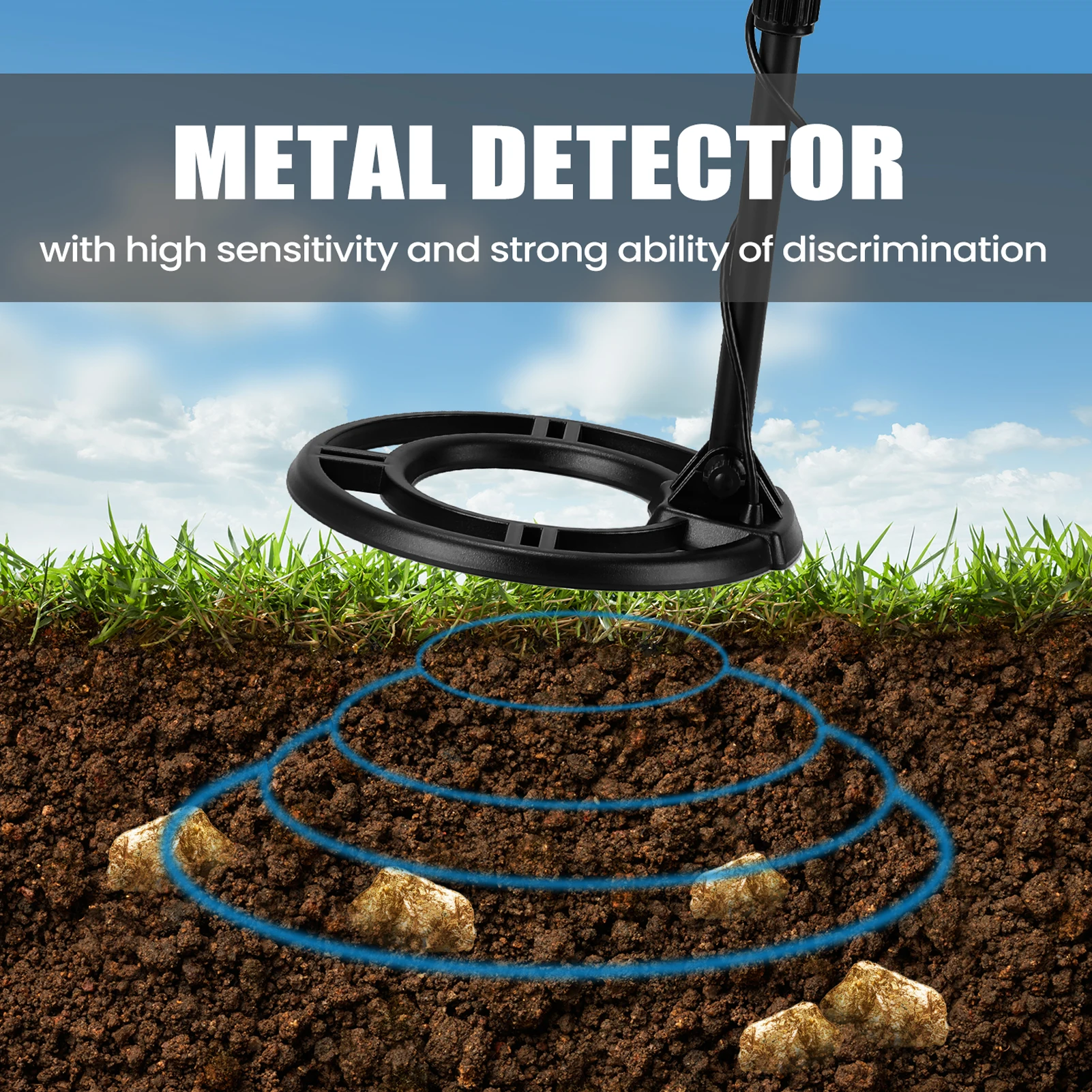 

MD950 Underground Metal Detector Gold Digger Finder Metal Detecting Tool Treasure Finder Waterproof Search Coil for Adults Kids