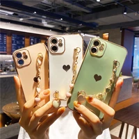 electroplated pearl hand catenary hang rope phone case for iphone 12 11 pro max 12mini xr x xs max 7 8 plus se2 love heart co