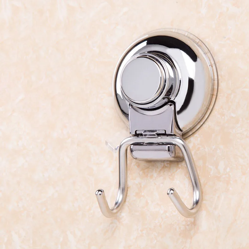 

Stainless Steel Suction Cup Hook Removable Double Hooks For Living Room Kitchen Wall Mounted Strong Hooks Household Accessories