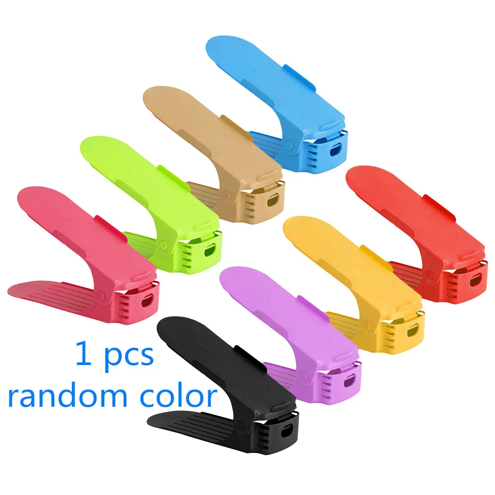 random color Двухслойный регулируемый стеллаж для обуви, подставка для обуви, слот для экономии пространства, шкаф стенд, стеллаж для хранения обуви, Домашний Органайзер - Цвет: random color