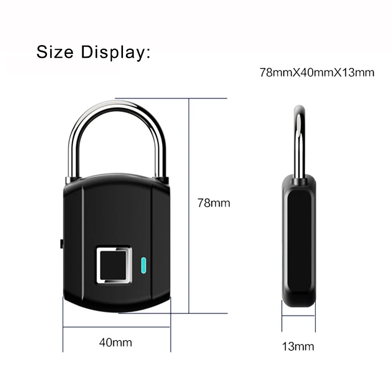 

Security Fingerprint Keyless USB Rechargeable Padlock Quick Unlock Door Lock Smart Thumbprint Anti-Theft Locker Smart Lock