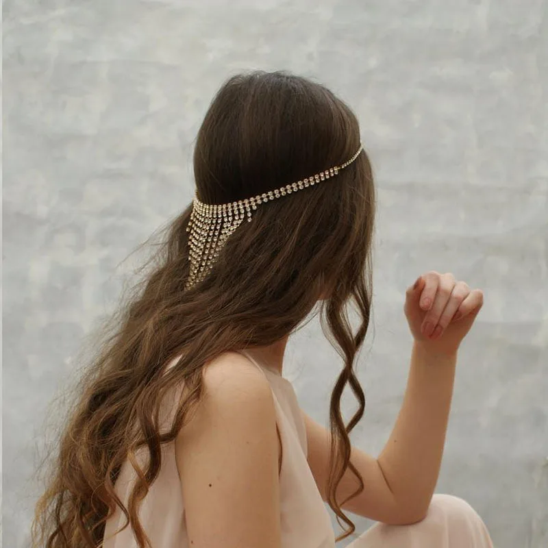 

Bride Tassel Double Drain Drill Hair Band Fashion Beautiful Headwear Female Headdress YSAN834