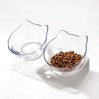 plate transparent bowl double cat bowl cat feeder bowl for cats bowl with stand pet supplies non slip protection cervical