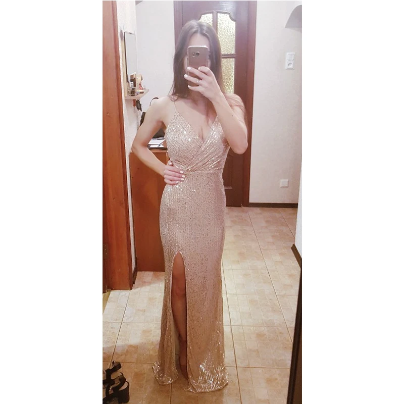 Пикантная обувь с блестками вечернее платье для выпускного вечера Robe De Soiree 2021 v