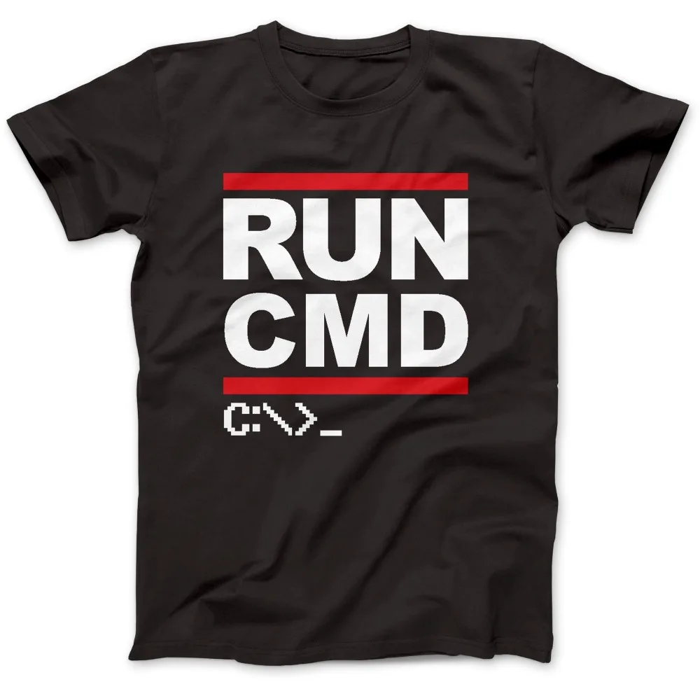 

Run Cmd Computer Programmer 100% Premium Cotton Geek Nerd Funny Gift 2019 Style High Quality Tops for Man O-Neck Tee Shirt