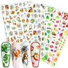 1 шт. 3D наклейки для ногтей черная линия абстрактное лицо клейкая летняя листья фрукты Маникюр наконечники ногтей деколь декорации JIF644-653