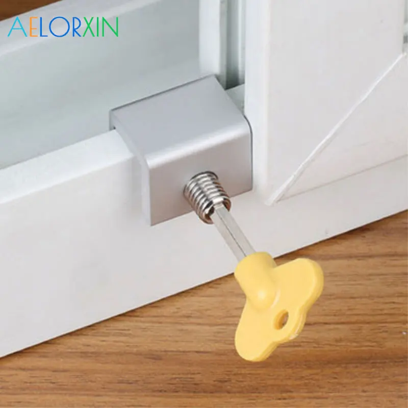 Baby Safety Aluminum Alloy Window Locks Shade Stopper Stainless Steel Slidable Anti-Theft Lock | Мать и ребенок