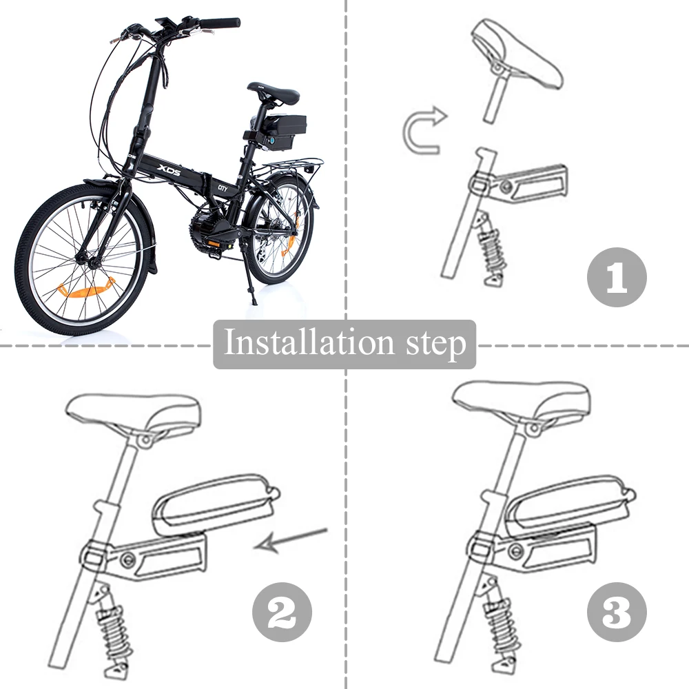 Корпус для батареи Frog Ebike для 60 шт. элементов 18650 36V48V52V с креплением на подседельный штырь или нижнюю трубу, пустой литий-ионный аккумулятор для электровелосипеда.