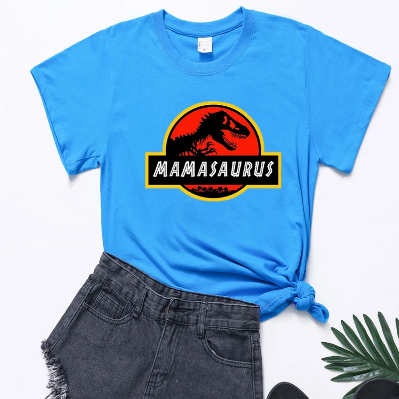 

100 cotton Mamasaurus t shirt women clothing funny T Rex Dinosaur shirts Mama Saurus graphic tee tops Family Matching Mama gift