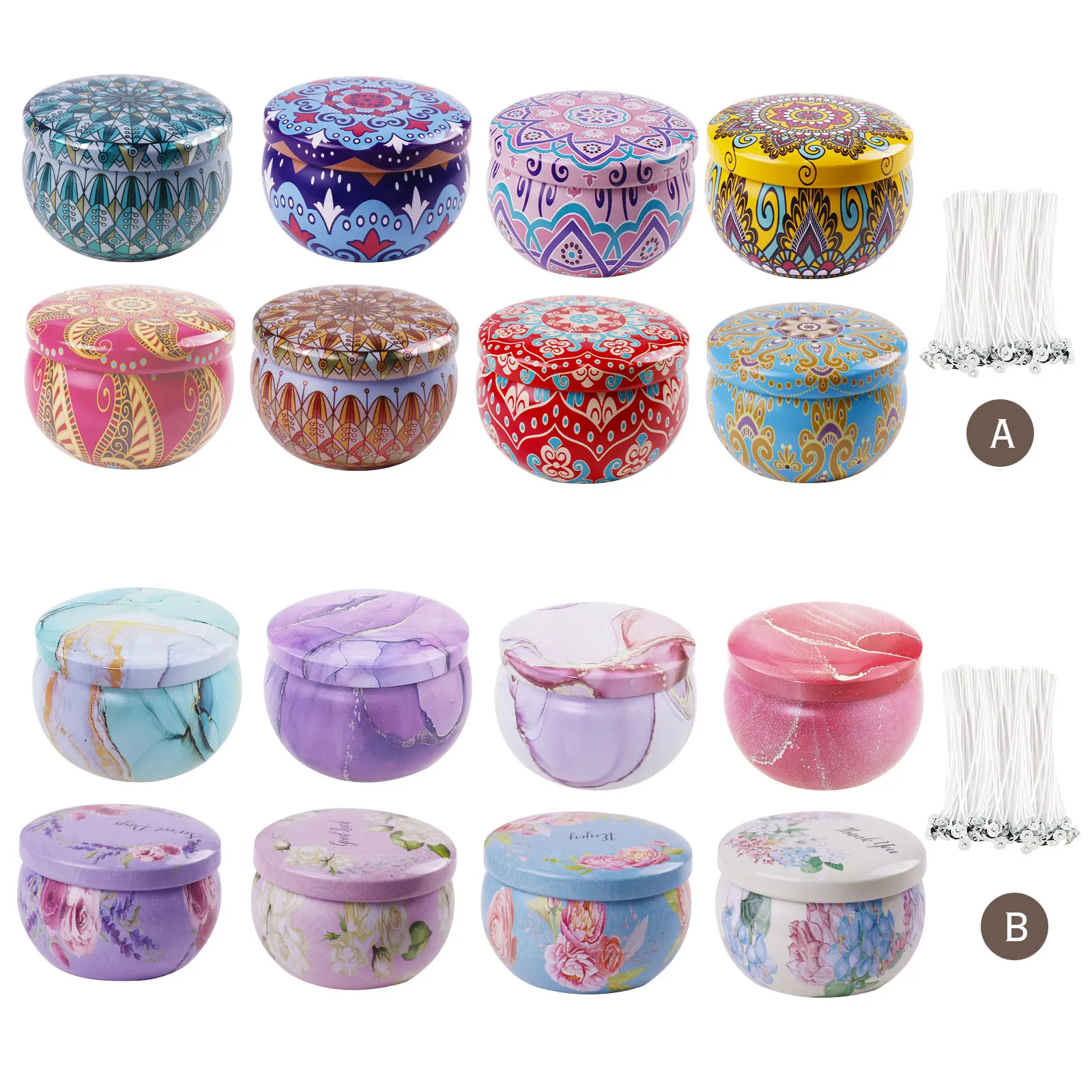 8 шт. 2 5 унций пустые банки для свечей круглые контейнеры с 50 фитилями