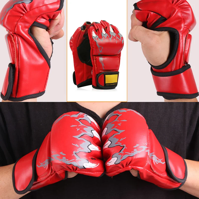

Fighting Boxing Gloves Sports PU Leather Thicken Semi-finger Sanda Training Gloves M2