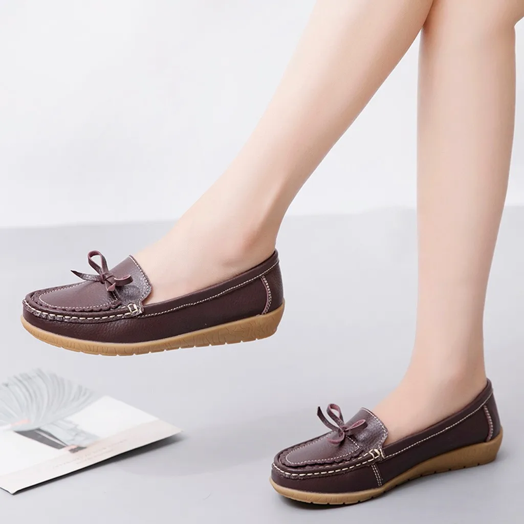 Женская однотонная обувь для отдыха с круглым носком тонкие туфли на танкетке