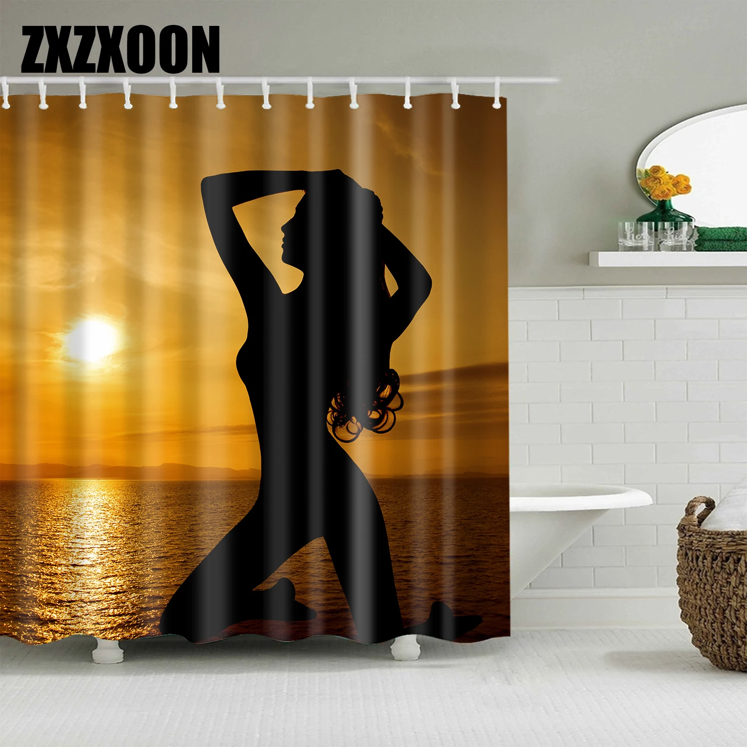 

Decorative Modern Cartoon Portait African American Shower Curtains Bathroom Curtain Frabic Waterproof Polyester with Hooks