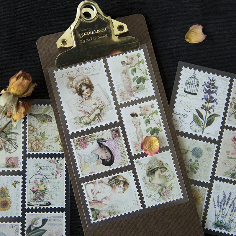 

Vintage Stamp Hand Account Sticker Series Decorative Stickers Scrapbooking Stick Label Diary Album stationery Stamp Sticker