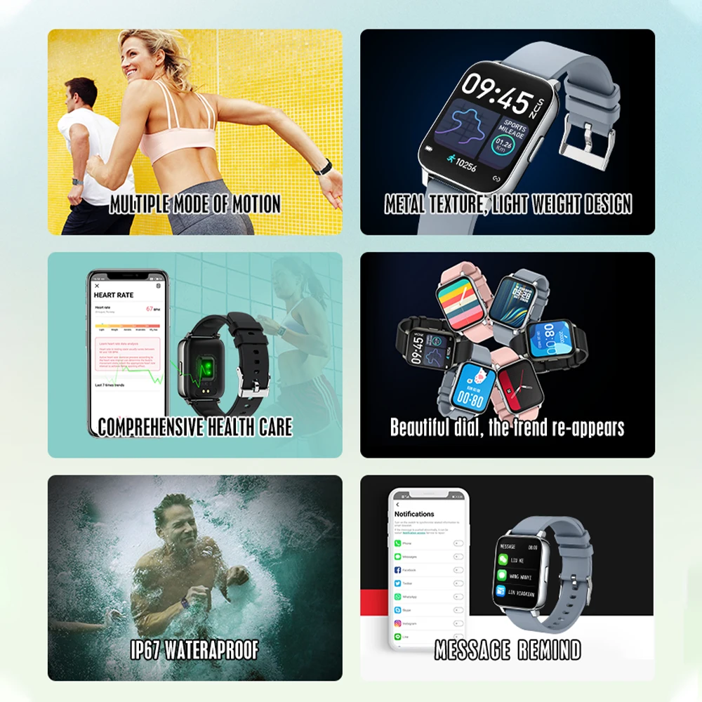 

Rowatch 2 Smart Watch 1.69 inch HD Full Touch Screen Fitness Tracker Heart Rate Blood Pressure Monitor For IOS Android