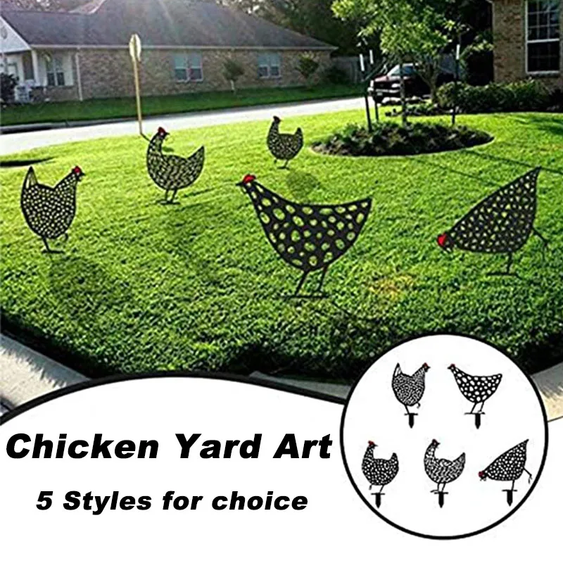 

1pcs Outdoor Chicken Yard Art Creative Garden Display Rooster Simulation Small Ornaments Lawn Decoration Garden Insert Card