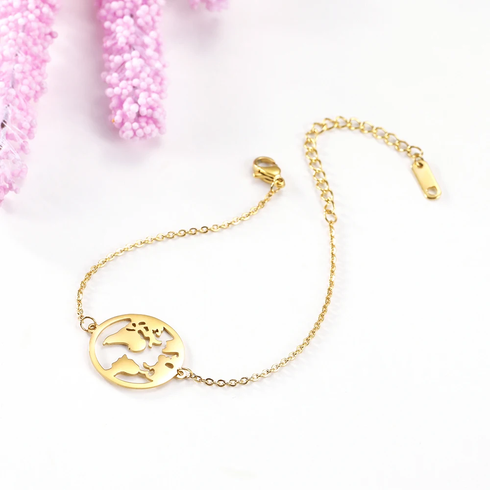 COOLTIME земли небольшой талисман карта браслет из розового золота Цвет нержавеющей