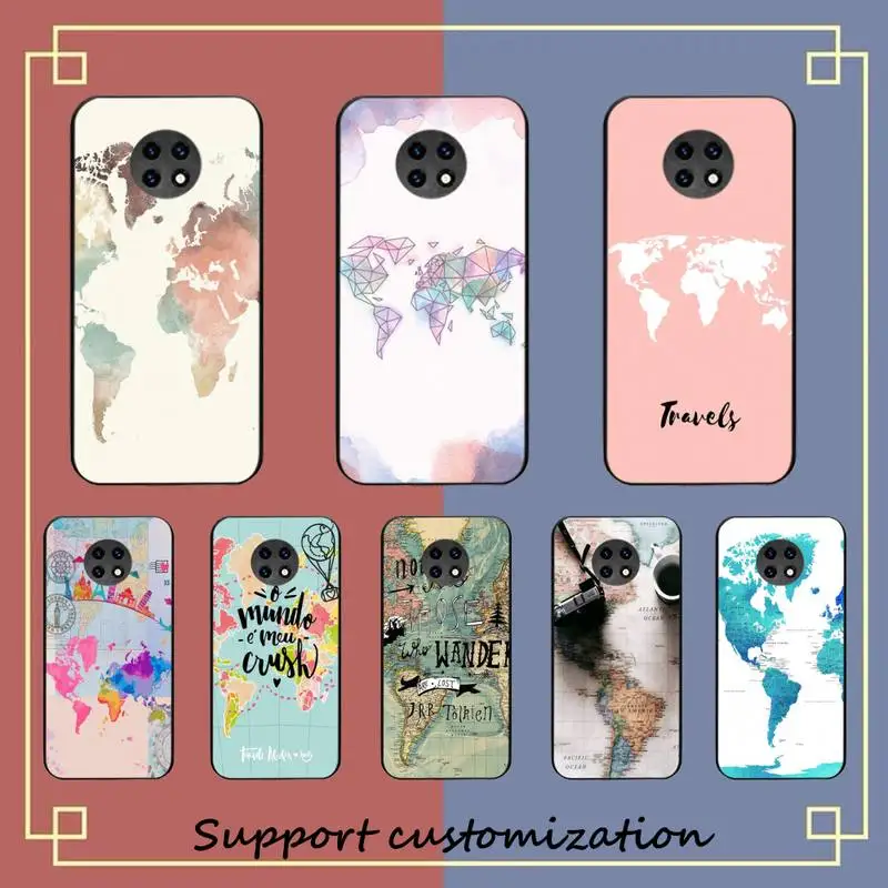 

World Map Travel Phone Case For Xiaomi Redmi Note 8A 7 5 Note 8pro 8T 9Pro TPU Coque for note 6pro Funda Capa