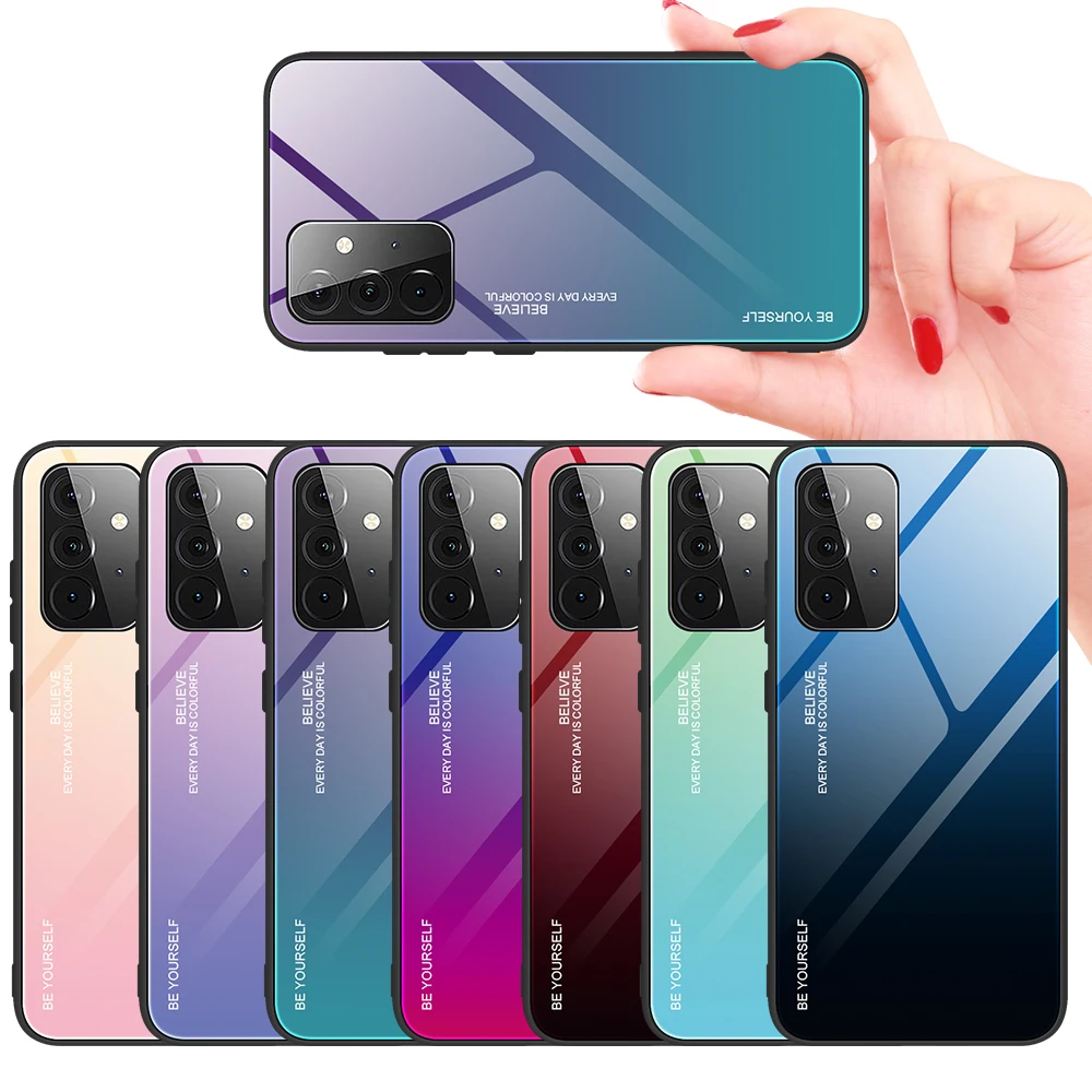 Зеркальный градиентный чехол из закаленного стекла для Samsung Galaxy S 20 10 21 FE Plus