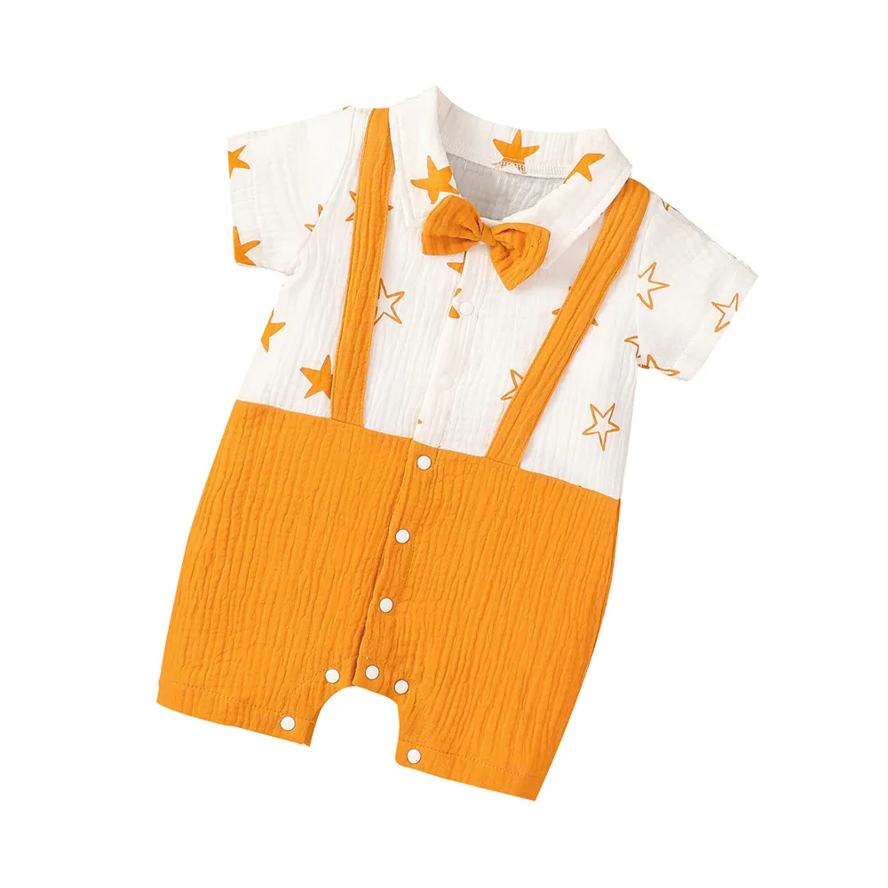 Комбинезон летний для мальчиков комбинезон с короткими рукавами и отложным