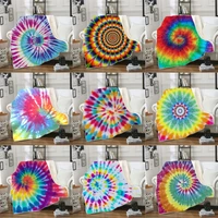 double layer rectangle thick blanket 3d digital printing air conditioning sofa blanket rainbow spiral series