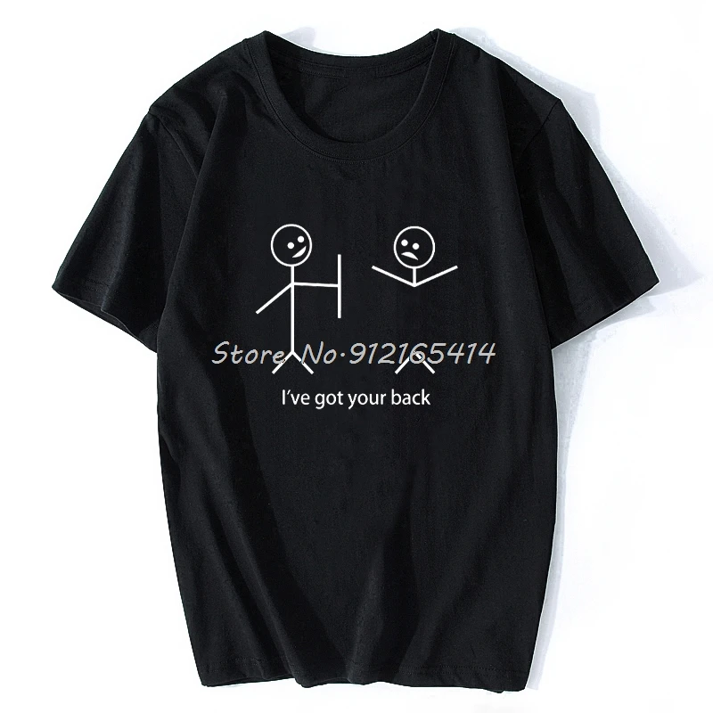 

Summer Stick Figures I've Got Your Back Cotton Long Sleeve Oversized Funny T Shirt Graphic Harajuku Hip Hop T-shirt Streetwear