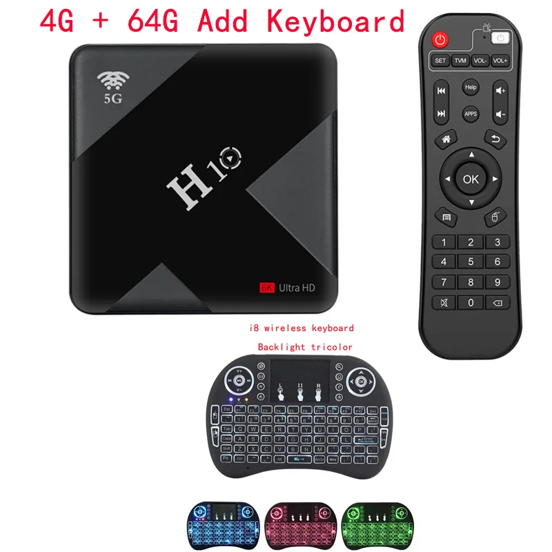 H10 Android 9 0 Smart tv Box 4G 64G 2 4 & 5GHz двойной WiFi Allwinner H6 четырехъядерный USB 6K Netflix Google плеер