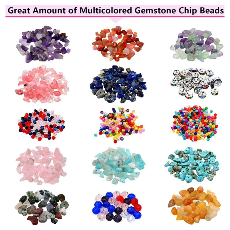 

1 Set Natural Irregular Gemstones Beads Kit with Jump Rings Ear Hooks Pliers Lobster Clasps for DIY Jewelry Making 85LC